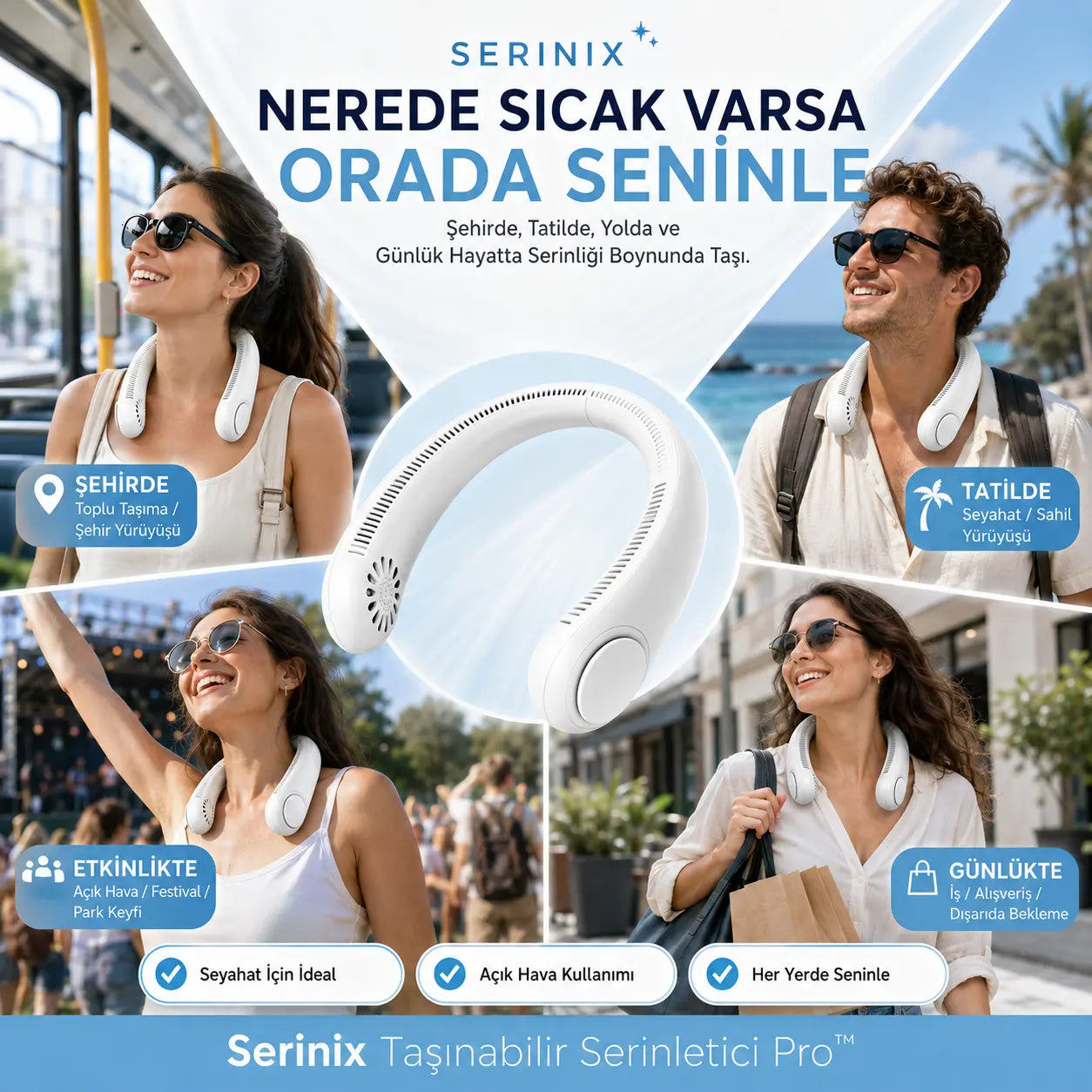Serinix Taşınabilir Boyun Fanı