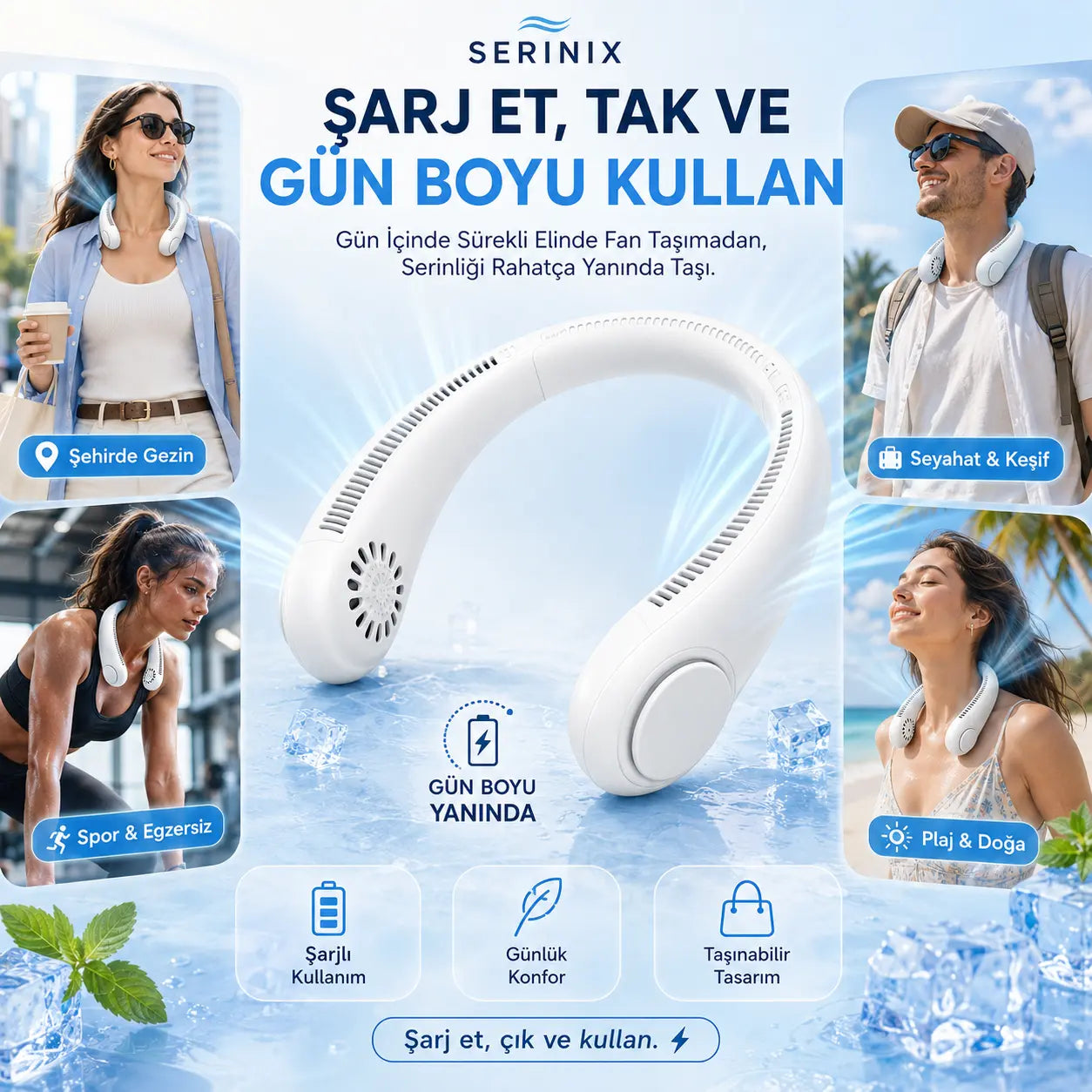 Serinix Taşınabilir Boyun Fanı